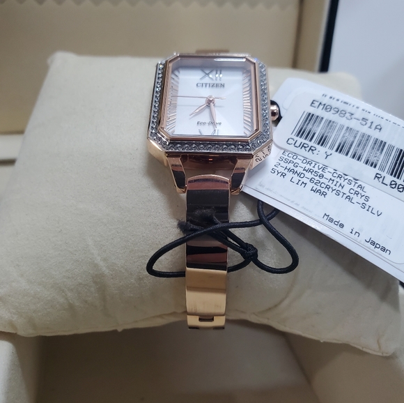 New Citizen Ladies' Silhouette Crystal Eco-Drive Bangle Watch, Rectanlge Case, 3 - Picture 2 of 8